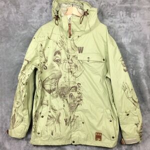 Grenade Fatigue Project Snowboard Jacket Mens L Artist Series Green Y2K Ben Tour